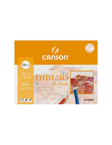 CANSON MINIPACK DIBUJO BASIK 10 HOJAS 130 GR RECUADRO 24X32CM