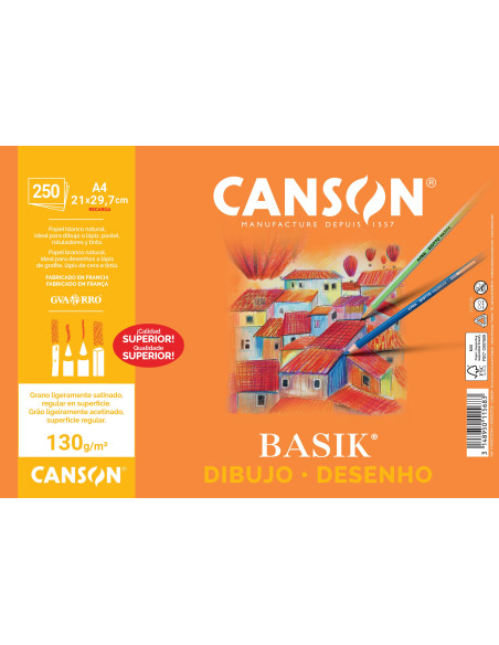 PACK RETRACTILADO 250 LAMINAS CANSON BASIK LISO A4 130gr