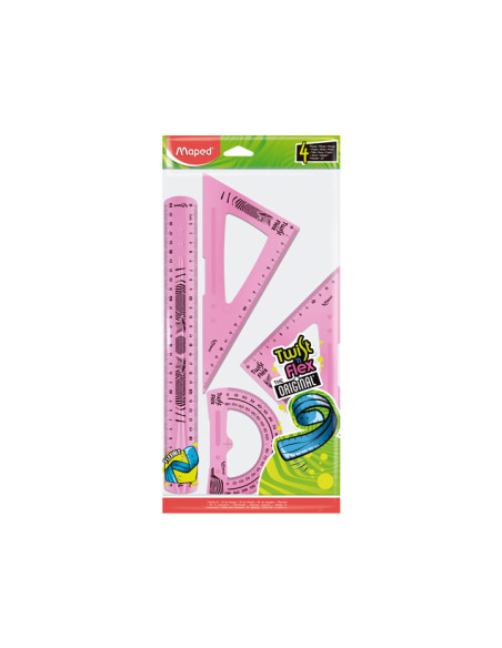 MAPED REGLAS TWIST´N FLEX MAXI 30CM COLORES SURTIDOS KIT DE 4 PIEZAS