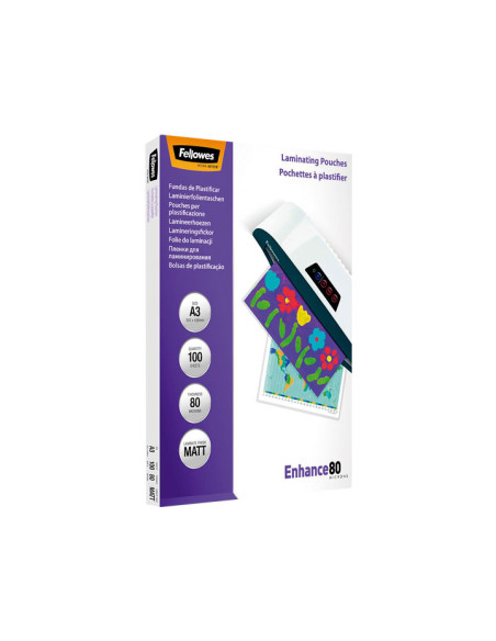 PACK 100 FUNDAS DE PLASTIFICAR FELLOWES MATE A3 80 MICRAS