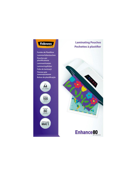 PACK 100 FUNDAS DE PLASTIFICAR FELLOWES MATE A4 80 MICRAS