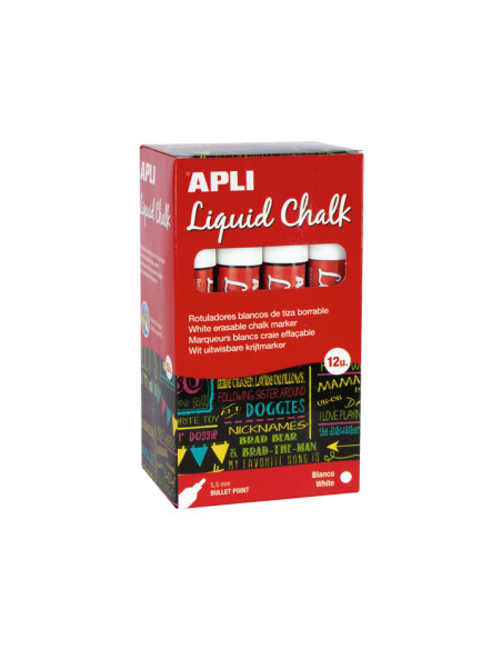 MARCADOR PIZARRA APLI CHALK CONICO 55 mm BLANCO CAJA de 12