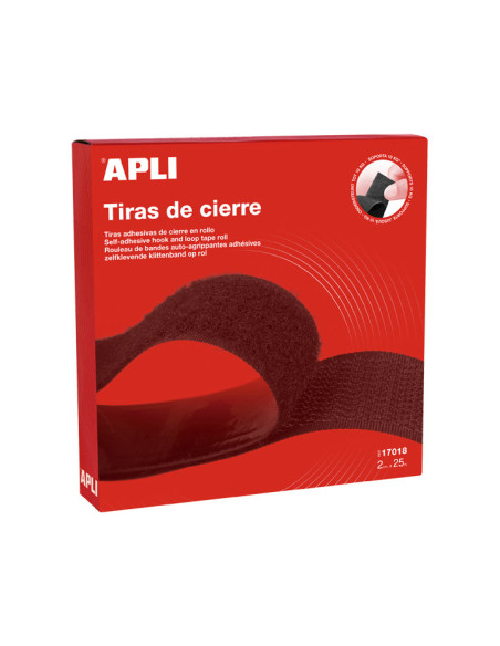 CINTA VELCRO APLI ADHESIVA 2cm x 25m NEGRO