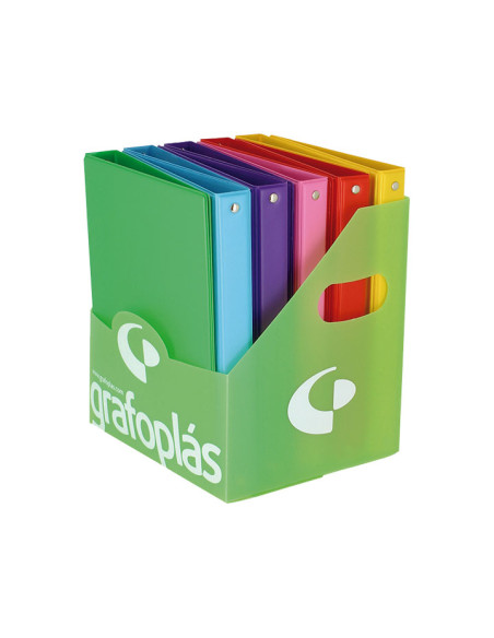 CARPETA de ANILLAS GRAFOPLAS PVC ESCOLAR COLORS 4 4 an20mm EXPOSITOR de 10 6 colores