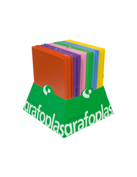 CARPETA de GOMAS y SOLAPAS GRAFOPLAS PVC COLORS F  EXPOSITOR de 24 4 udx 6 col