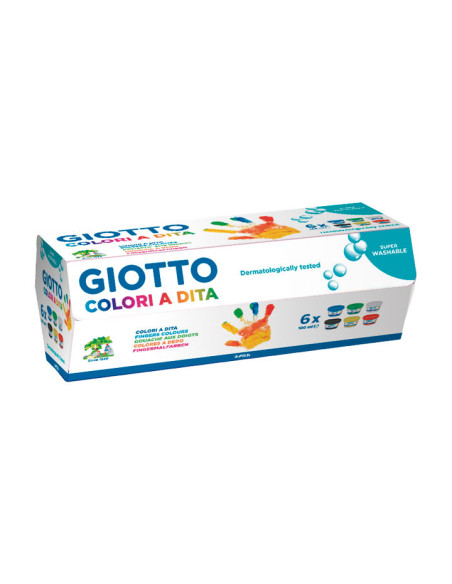 GIOTTO PINTURA DE DEDOS DE 100 ML COLORES ESTUCHE DE 6 BOTES