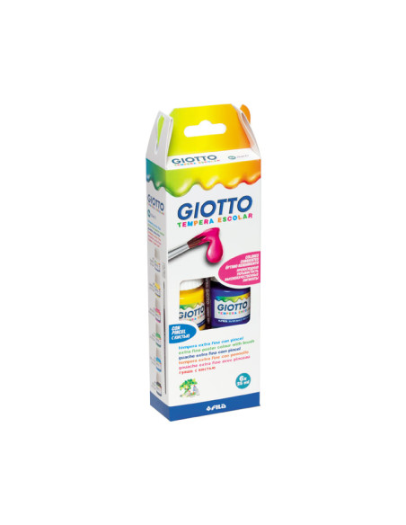 ESTUCHE 6 BOTES TÉMPERA ESCOLAR GIOTTO 25ml  PINCEL