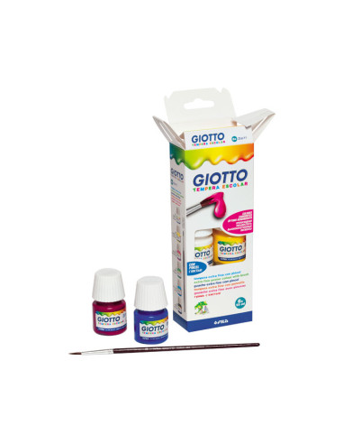 ESTUCHE 6 BOTES TÉMPERA ESCOLAR GIOTTO 25ml  PINCEL