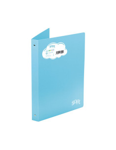 CARCHIVO CARPETA ANILLAS 4 X 25MM FOLIO POLIPROPILENO SOFT PACK 5 UD AZUL PASTEL
