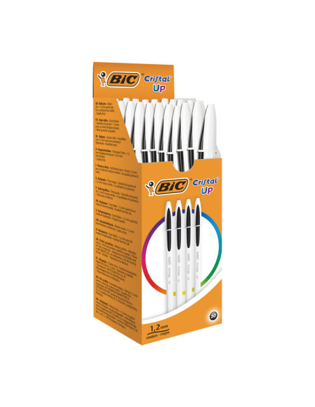 BIC BOLÍGRAFO CRISTAL UP PMEDIA 12MM NEGRO CAJA 20 UD