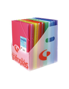 EXPOSITOR 16 CARPETAS DE FUNDAS GRAFOPLAS MAXIPLÁS TRANSLÚCIDOS