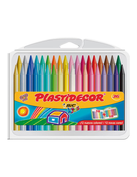 BLÍSTER 36 CERAS PLASTIDECORS BIC KIDS
