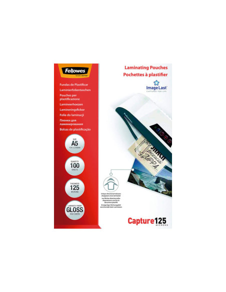 FELLOWES FUNDAS DE PLASTIFICAR 125 MICRAS A5 BRILLO PACK 100 UD