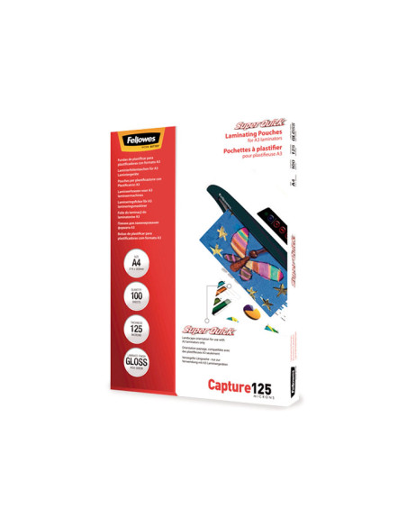 PACK 100 FUNDAS DE PLASTIFICAR FELLOWES ALTA VELOCIDAD A4 125 MICRAS