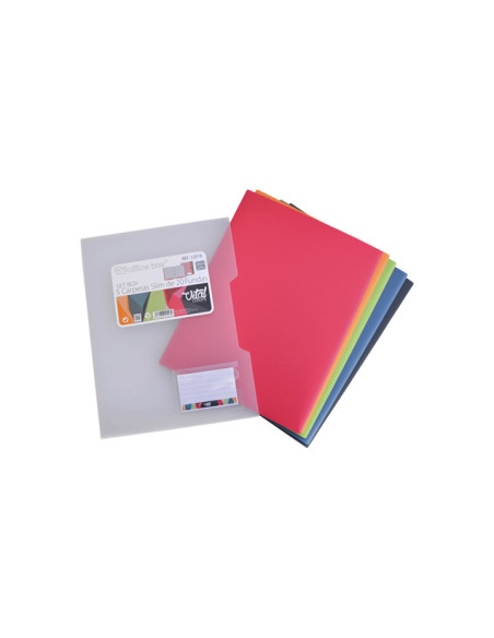 SET OFFICE BOX VITAL COLORS  5 CARPETAS SLIM DE 20 FUNDAS