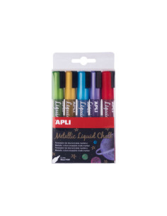 ESTUCHE 5 ROTULADORES APLI LIQUID CHALK PUNTA CÓNICA METAL