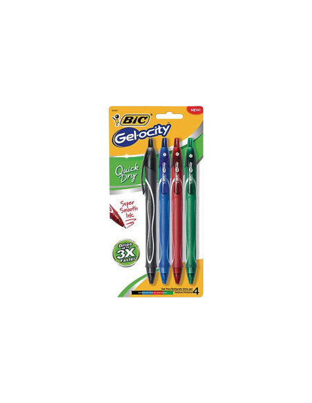 BLÍSTER 4 ROLLERS BIC GELOCITY QUICK DRY