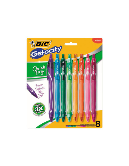 BLÍSTER 8 ROLLERS BIC GELOCITY QUICK DRY