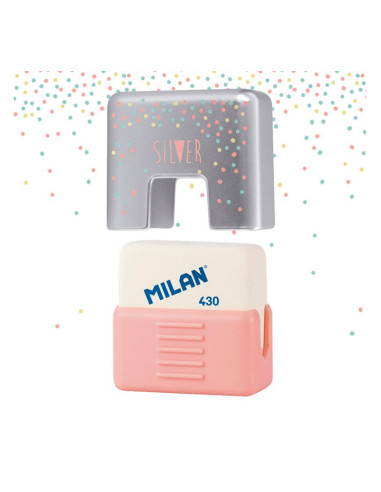 MILAN GOMA 430 MIGA DE PAN CON FUNDA SILVER 4 COLORES 34X32X19 CM -EXPOSITOR 30U-