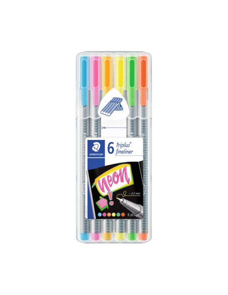 ESTUCHE 6 ROTULADORES STAEDTLER TRIPLUS FINELINER 334 NEÓN