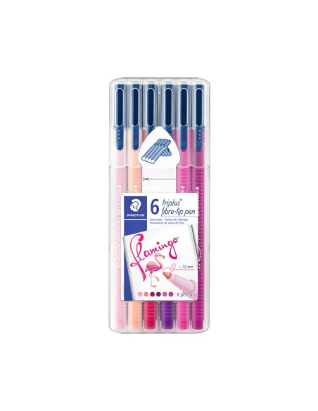 ROTULADOR FIBRA STAEDTLER  323 TRIPLUS COLOR FLAMINGO ESTUCHE de 6 Violeta Magenta Carmin Claro Rojo Burdeos Salmon Violeta Oscu
