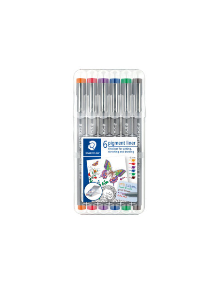 ROTULADOR CALIBRADO STAEDTLER 308 PIGMENT LINER 03 mm ESTUCHE DE 6