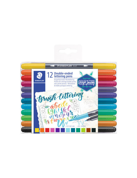 ESTUCHE 12 ROTULADORES STAEDTLER BRUSH LETTER DUO 3004