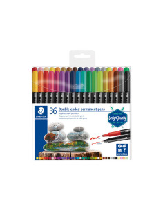 ESTUCHE 36 ROTULADORES STAEDTLER PERMANENTES DE DOBLE PUNTA 3187