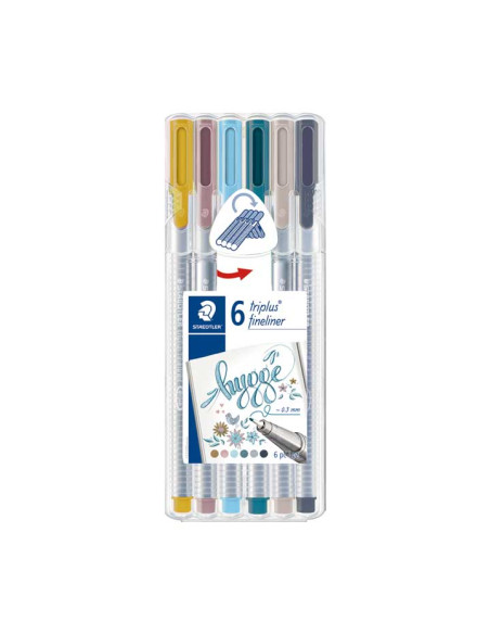 ESTUCHE 6 ROTULADORES STAEDTLER TRIPLUS FINELINER 334 PASTEL
