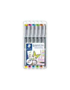 ESTUCHE 6 ROTULADORES STAEDTLER PIGMENT LINER 308 03mm COLORES 2