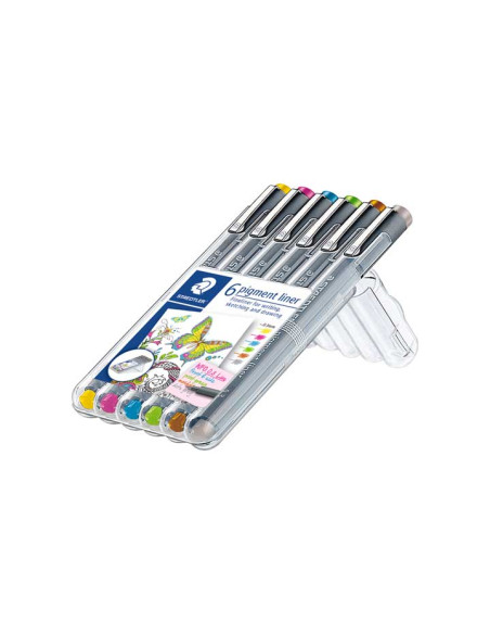 ESTUCHE 6 ROTULADORES STAEDTLER PIGMENT LINER 308 03mm COLORES 2