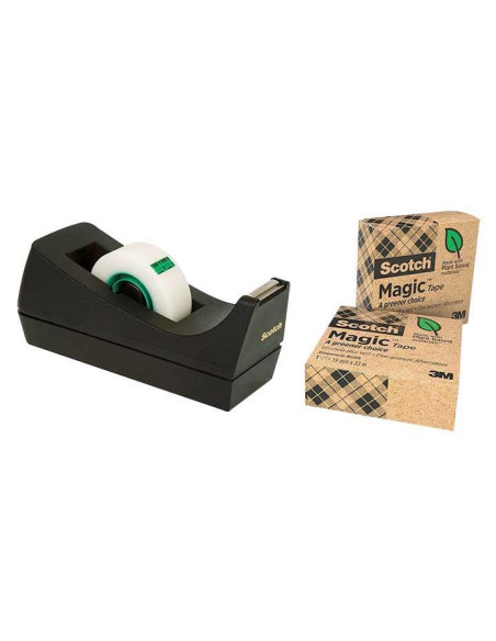 PORTARROLLOS SCOTCH C38  3 CINTAS ADHESIVAS MAGIC 19mm x 33m ECOLÓGICAS