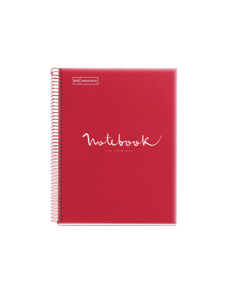 BLOC MIQUELRIUS EMOTIONS NOTEBOOK 1 microtapa PP A4 80h 90g CUADRIC5x5 ROJO