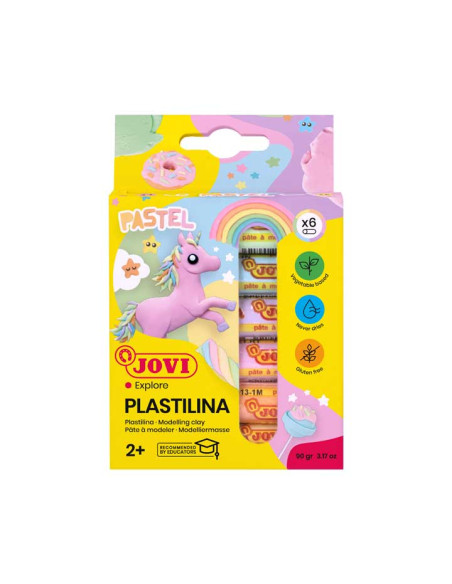 CAJA 6 TUBOS PLASTILINA JOVI PASTEL 15gr