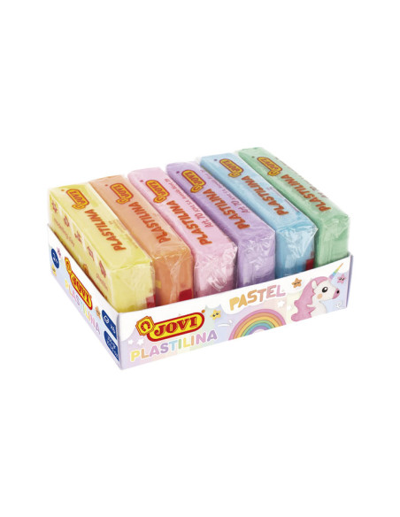 JOVI PLASTILINA PASTILLA 50GR COLORES SURTIDOS PASTEL CAJA 6 UD