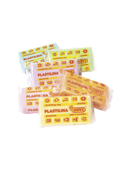 JOVI PLASTILINA PASTILLA 50GR COLORES SURTIDOS PASTEL CAJA 6 UD