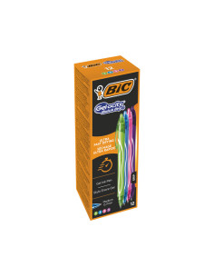 BIC CAJA BOLÍGRAFOS TINTA DE GEL RETRÁCTIL GEL-OCITY QUICK DRY 4 COLORES SURTIDOS -12U-