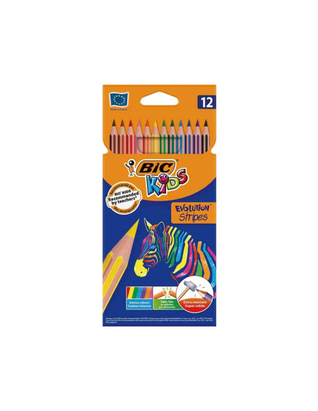 ESTUCHE 12 LÁPICES DE COLORES BIC EVOLUTION STRIPES