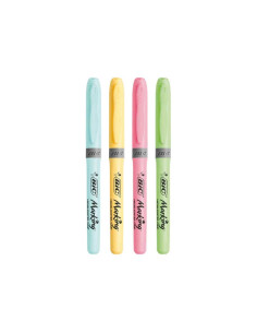 BLÍSTER 4 MARCADORES FLUORESCENTES BIC HIGHLIGHTER GRIP PASTEL