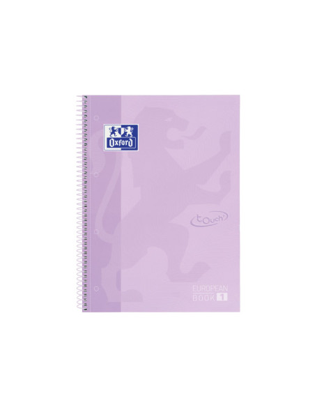 OXFORD CUADERNO TOUCH EUROPEANBOOK 1 WRITE&ERASE 80H A4 5X5MM MICROPERFORADO TEXTRADURA MALVA PASTEL
