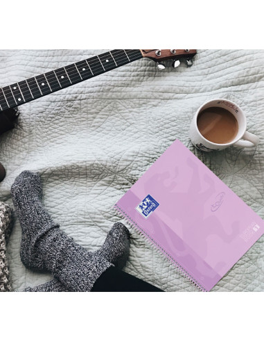 OXFORD CUADERNO TOUCH EUROPEANBOOK 1 WRITE&ERASE 80H A4 5X5MM MICROPERFORADO TEXTRADURA MALVA PASTEL