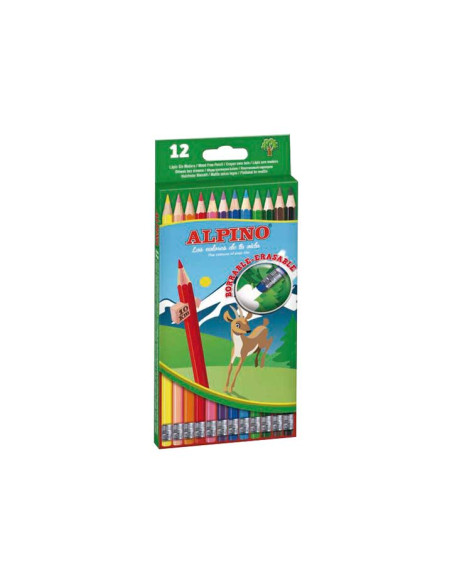 ALPINO LÁPICES DE COLORES BORRABLES 177MM CSURTIDOS ESTUCHE 12 UD