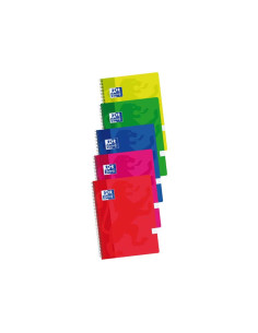 OXFORD CUADERNO ESPIRAL 80H FOLIO 4X4MM CMARGEN TAPA DE PLÁSTICO PACK 5 UD 10 DTO CSURTIDOS VIVOS 2