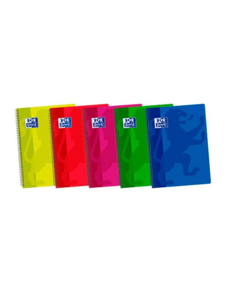 BLOC OXFORD SCHOOL CLASSIC tapa PP F 80h CUADRIC4x4 90g PACK 5 col vivos