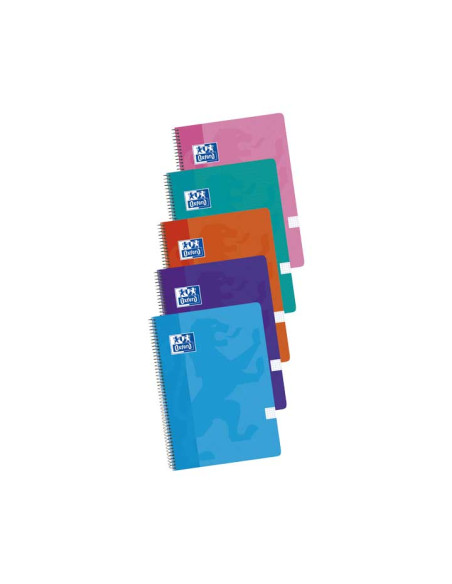 BLOC OXFORD SCHOOL CLASSIC tapa PP F 80h CUADRIC4x4 90g PACK 5 col tendencia