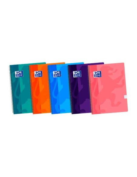BLOC OXFORD SCHOOL CLASSIC tapa PP F 80h CUADRIC4x4 90g PACK 5 col tendencia