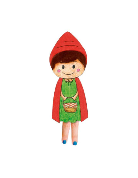 MARIONETA DEDO CARTULINA 300 gr para RECORTAR Y DECORAR CAPERUCITA ROJA PACK de 6
