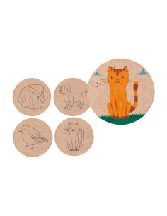 PACK 4 POSAVASOS NIEFENVER DE MADERA ANIMALES