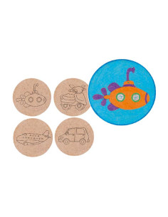 PACK 4 POSAVASOS NIEFENVER DE MADERA VEHÍCULOS