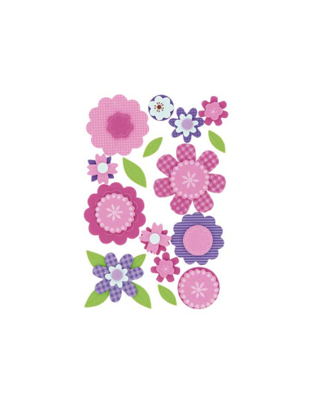 SET FIGURAS GOMA EVA FIXO KIDS ADHESIVAS 3D FLORES